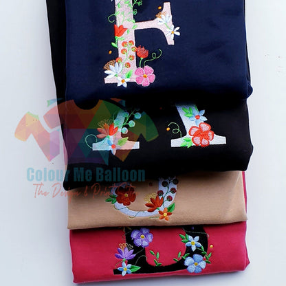 Floral Letter Embroidered Sweatshirt