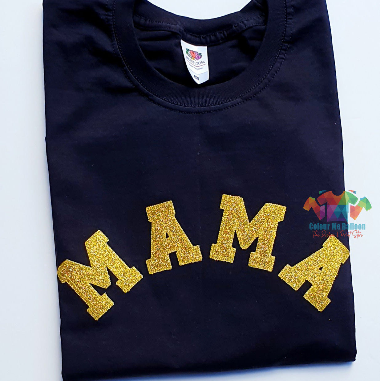 Curved Embroidered Mama Applique T-shirt