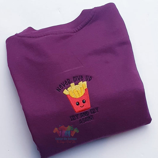 Never Give Up Embroidered Sweatshirt