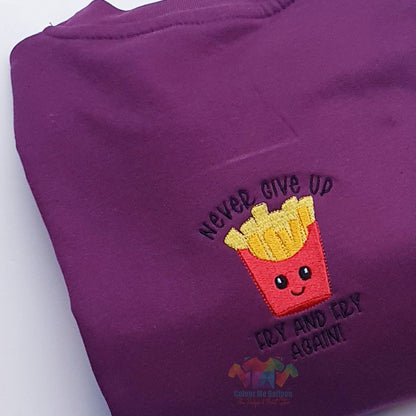 Never Give Up Embroidered Sweatshirt