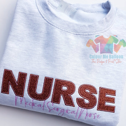 Nurse Glitter Applique Sweatshirt