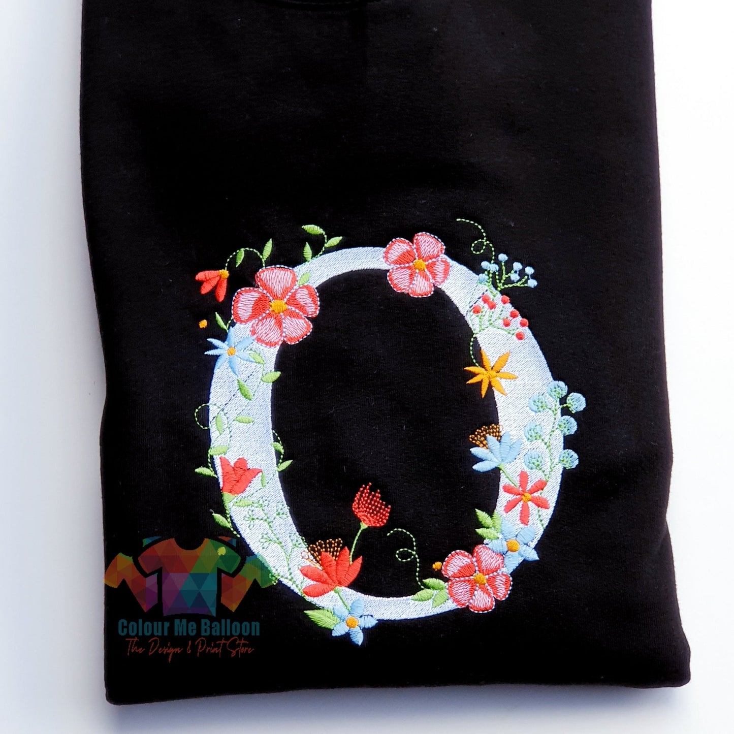 Floral Letter Embroidered Sweatshirt