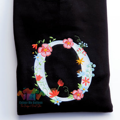 Floral Letter Embroidered Sweatshirt