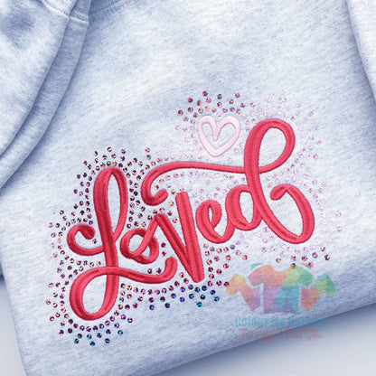 Custom Loved Embroidered & Sparkle Sweatshirt