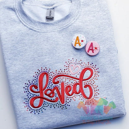 Custom Loved Embroidered & Sparkle Sweatshirt