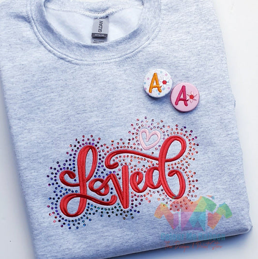 Custom Loved Embroidered & Sparkle Sweatshirt