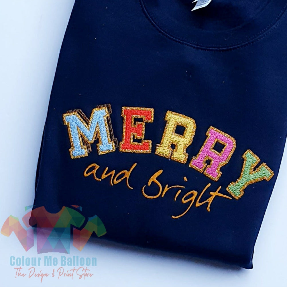 Merry & Bright Embroidered Chenille Sweatshirt