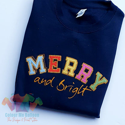 Merry & Bright Embroidered Chenille Sweatshirt