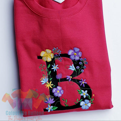 Floral Letter Embroidered Sweatshirt