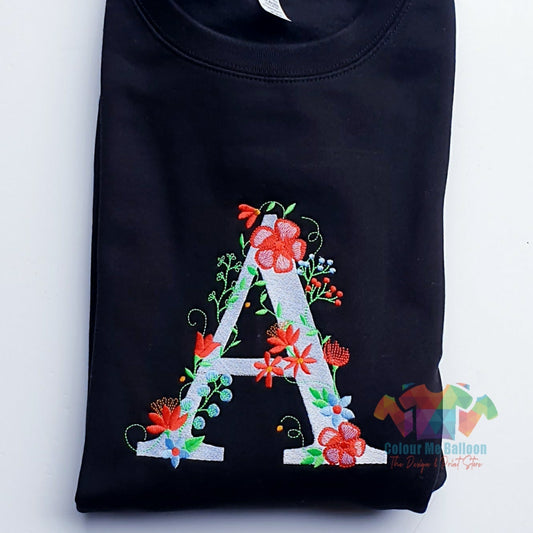 Floral Letter Embroidered Sweatshirt
