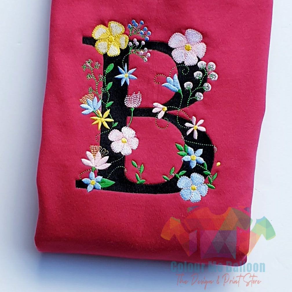 Floral Letter Embroidered Sweatshirt
